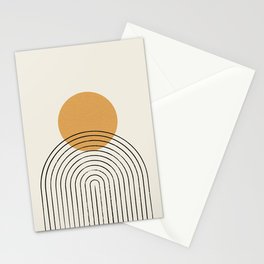 Gold Sun rainbow mid-century full Stationery Card