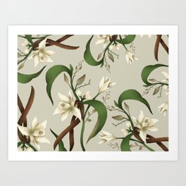 Botany Art Pattern - Vanilla Art Print