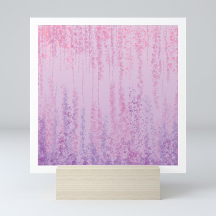 Abstract Splash Flowers Artwork in Pink and Violet Mini Art Print