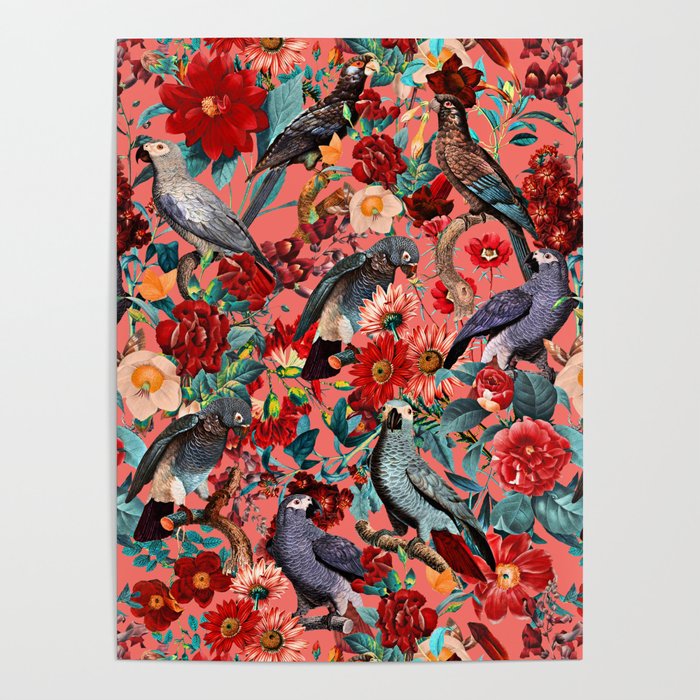 FLORAL AND BIRDS XIX Poster