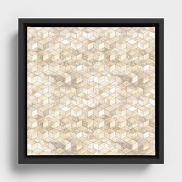 Luxury Light Gold Geometric Pattern Framed Canvas