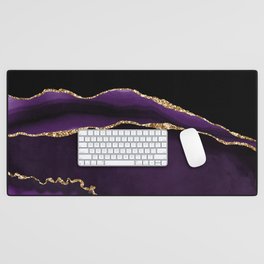 Purple & Gold Agate Texture 05 Desk Mat