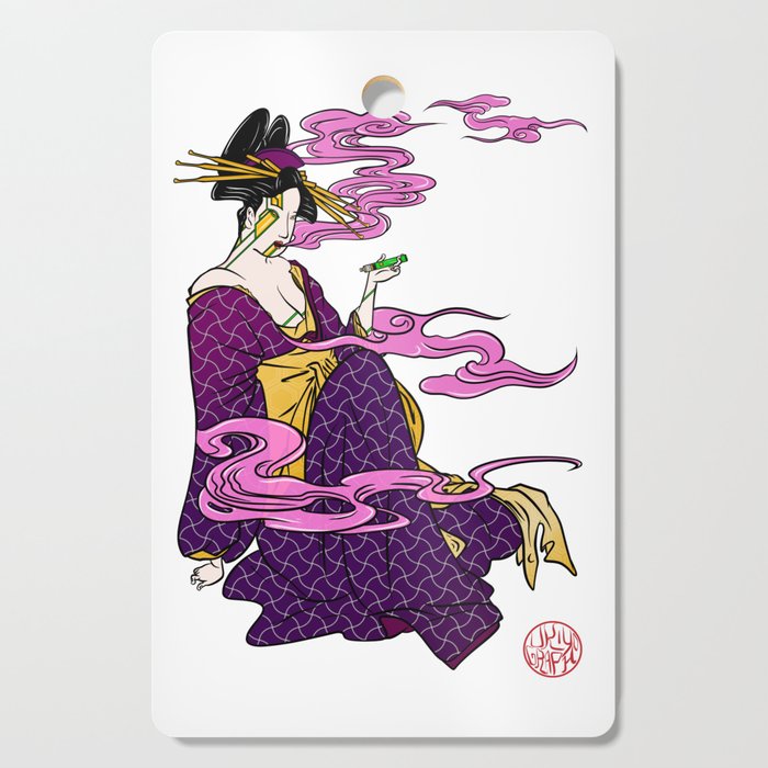 Bijinga - Smoking woman in kimono Cutting Board