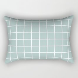 Minimalist Window Pane Grid, Sea Foam and White Rectangular Pillow