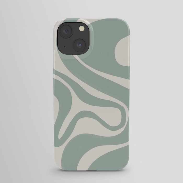 Swirl Lines in Frosty Green and Light Sage Green iPhone Case