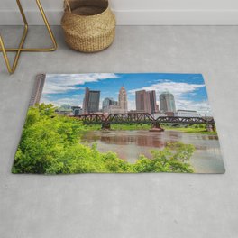 Columbus Skyline and Scioto River From North Bank Park Rug