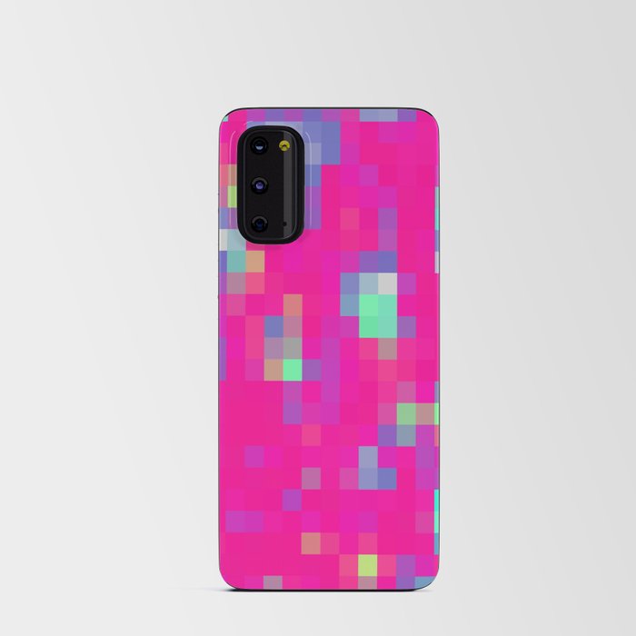 geometric pixel square pattern abstract background in pink blue Android Card Case