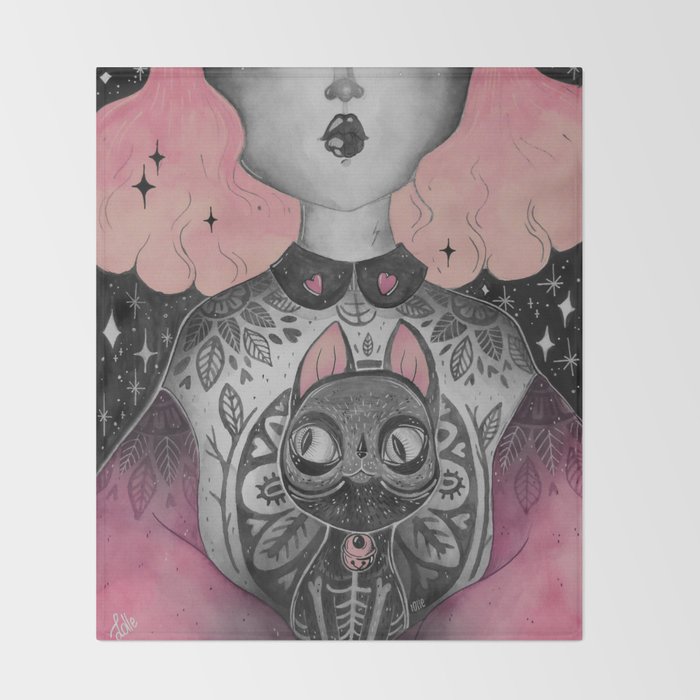 Black Cat Throw Blanket By Loll3 Society6