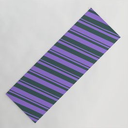 [ Thumbnail: Purple and Dark Slate Gray Colored Lined/Striped Pattern Yoga Mat ]