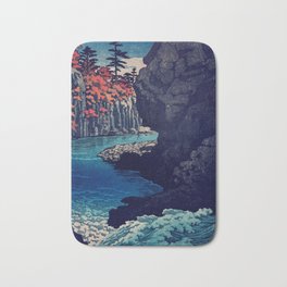 Hunker Down at Risna Bath Mat | Pop Art, Forest, Curated, Red, Ukiyo E, Autumn, Nature, Oil, Landscape, Waterfall 