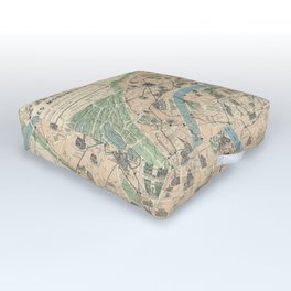 Paris Its Monuments. Practical Visitor's Guide.-Old vintage map Outdoor Floor Cushion