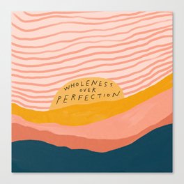 Wholeness Over Perfection | Waves Hand Lettering Design Canvas Print