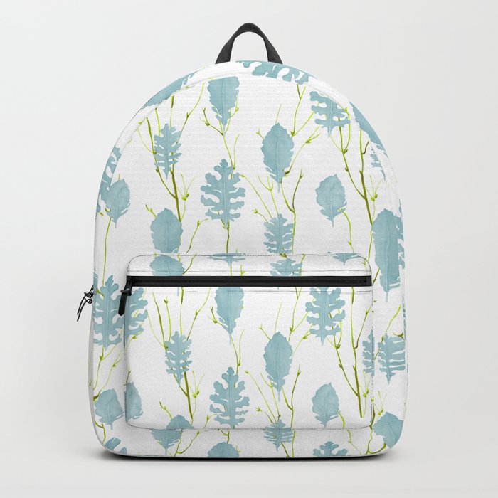 Leaf Art 3 Blue, leaves, nature art, leaf design, leaf pattern, watercolor art design Backpack