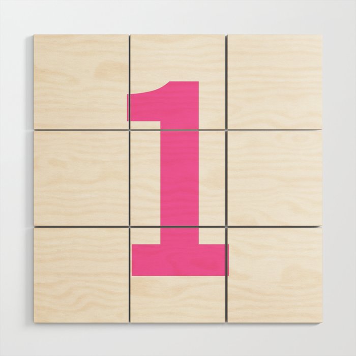 Number 1 (Pink & White) Wood Wall Art