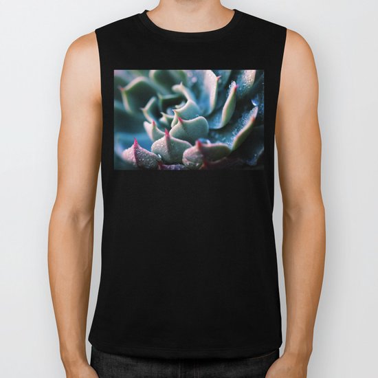 There's Glory in the Little Things - succulent plant macro Biker Tank