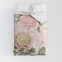 Vintage & Shabby Chic - Antique Pink Peony Flowers Garden Comforter