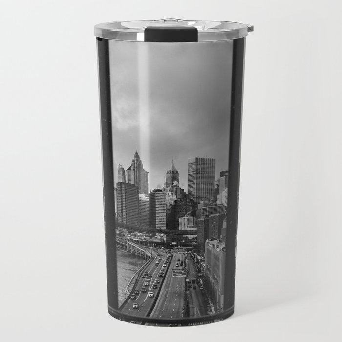 New York City Window | Black and White City Views Travel Mug
