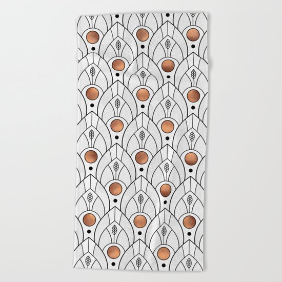 Art Deco Leaves / Version 2 Beach Towel