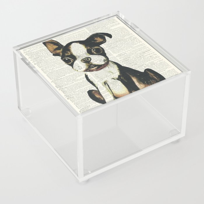 Boston Terrier Vintage Puppy Acrylic Box