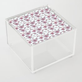 floral pattern, hibiscus flowers and dragonflies Acrylic Box