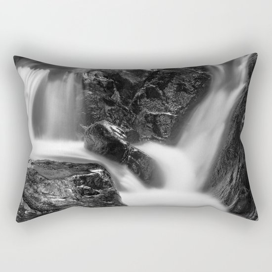 Shelving Rock Stream - Black & White Rectangular Pillow