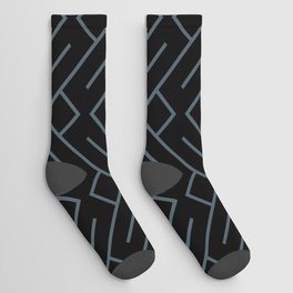 Black and Dark Blue Geometric Shape Pattern 4 Pairs DE 2022 Popular Color Blue Tapestry DET545 Socks