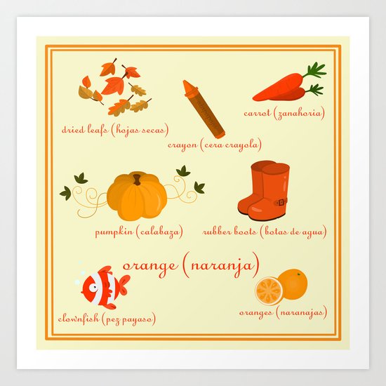 Colors: orange (Los colores: naranja) Art Print