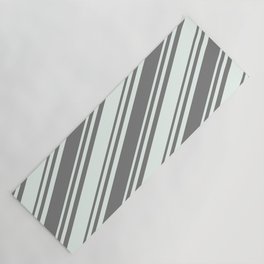 [ Thumbnail: Gray and Mint Cream Colored Lines/Stripes Pattern Yoga Mat ]