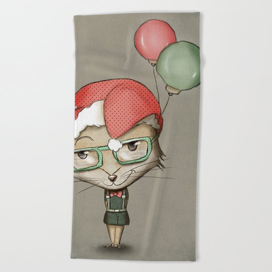 Christmas Fox Beach Towel