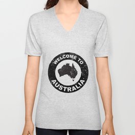 Rubber Ink Stamp Welcome To Australia V Neck T Shirt