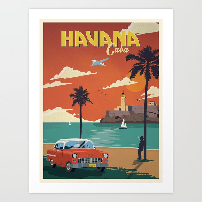 Vintage travel poster-Cuba-Havana. Art Print