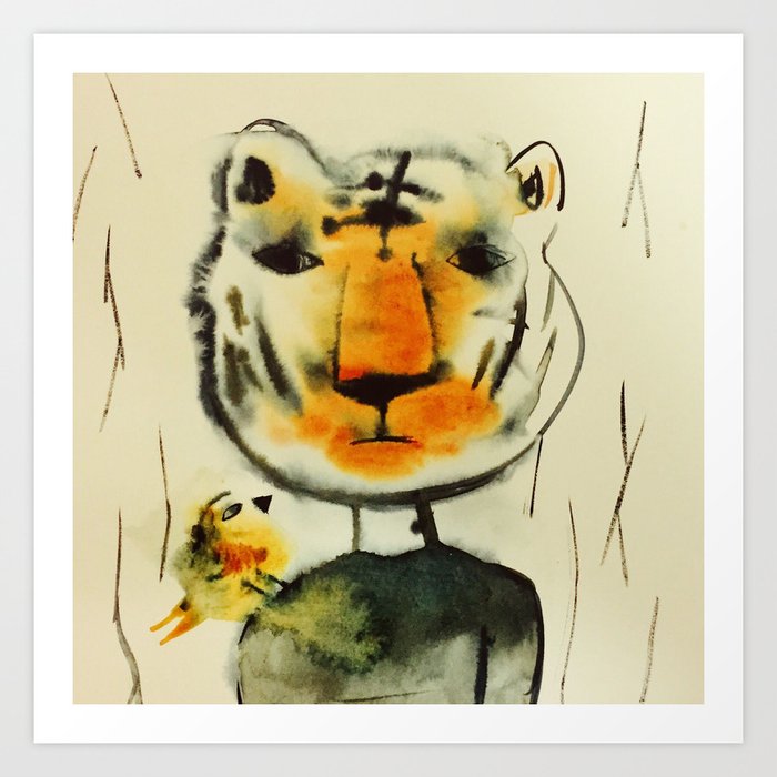 Tiger and Bird Art Print