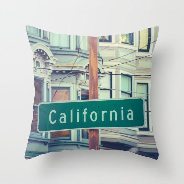 Retro California Street Sign Throw Pillow