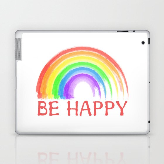 Be happy bright rainbow in watercolor Laptop & iPad Skin