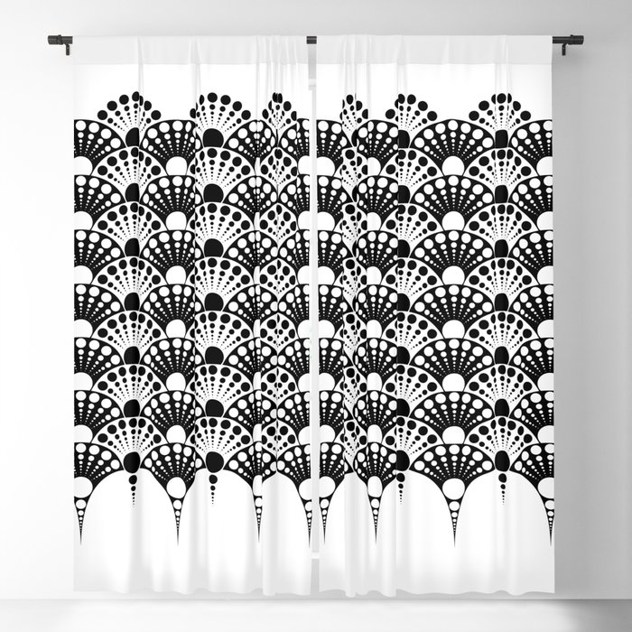 Black And White Art Deco Inspired Fan, Art Deco Curtains Black
