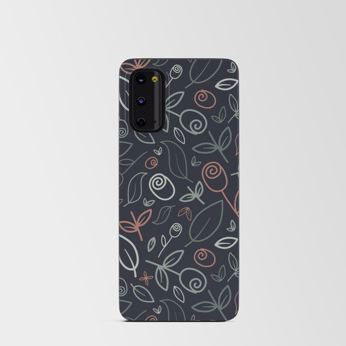 Roses and Leaves Dark Android Card Case