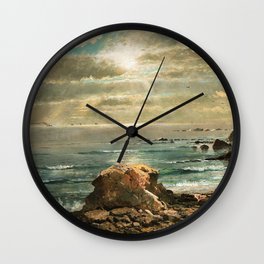 Sunlight through the Clouds over a Rocky Coast by Edmond Darch Lewis Wall Clock