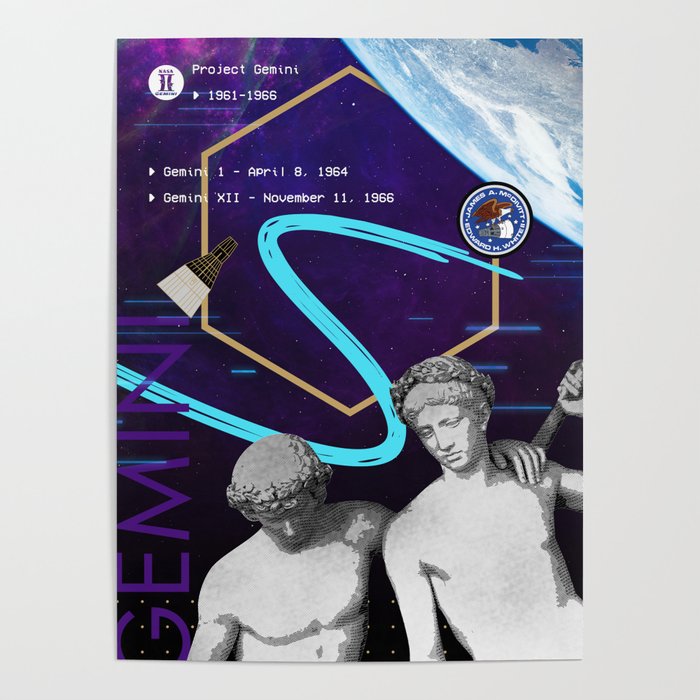 Ancient Gods and Planets: NASA Project Gemini [synthwave/vaporwave/retrowave/cyberpunk] Poster