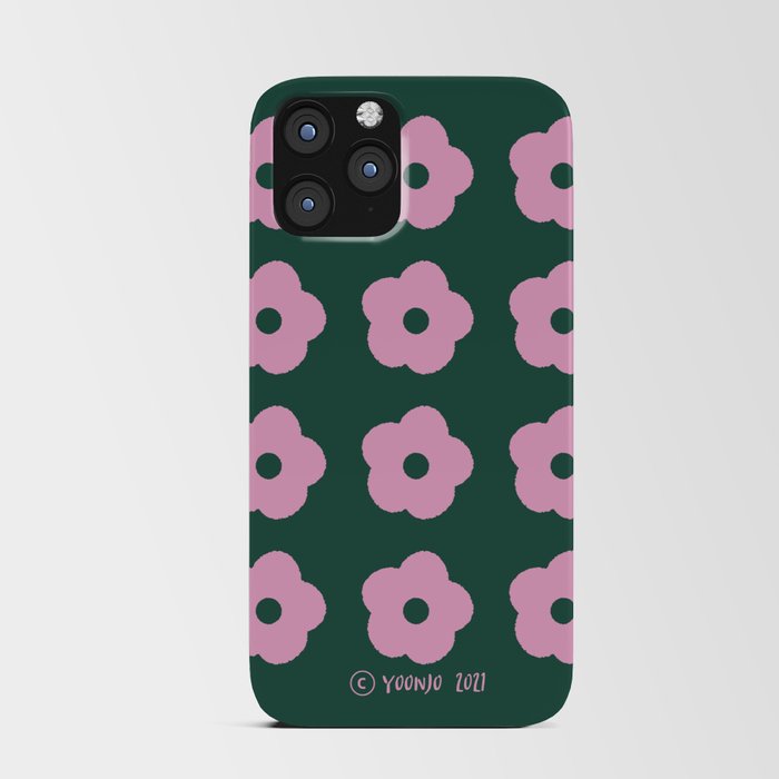 Pink cute flowers. Flowers that harmonize with patterns. pink and green. iPhone Card Case