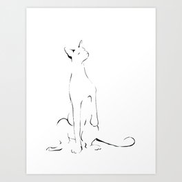 Minimalist Cat Line Art Art Print