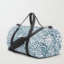 Midnight Luau Retro Floral Pattern Duffle Bag
