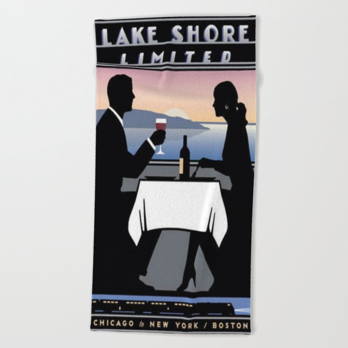 Vintage poster - Lake Shore Limited Beach Towel