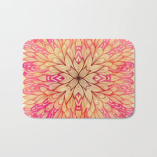 Hand Drawn Floral Mandala 10 Bath Mat