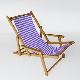[ Thumbnail: Dark Orchid & Turquoise Colored Striped Pattern Sling Chair ]