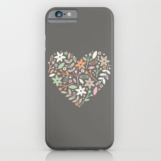 Floral Heart - in Charcoal iPhone & iPod Case
