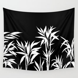Zan Bamboo Tranquility Black And White Wall Tapestry