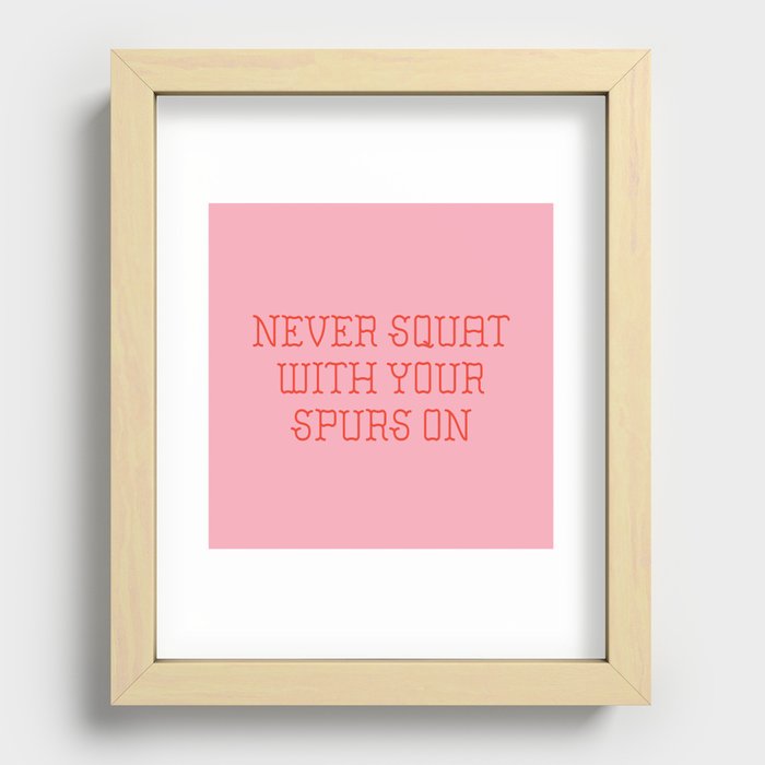 Cautious Squatting, Pink and Red Recessed Framed Print