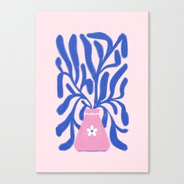 Blue plant in a pink vase Canvas Print