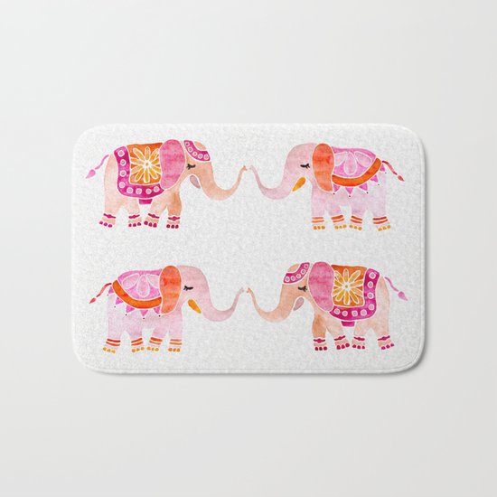 HAPPY ELEPHANTS - WATERCOLOR Bath Mat