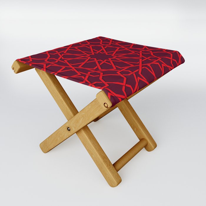 Red Color Arab Square Pattern Folding Stool